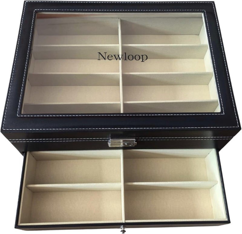 NEWLOOP Store Sunglasses Organizer Multiple Pairs of Glasses Display Case Sunglass Hard Shell Storage Box for Women Men 12/16 Slots - Image 5